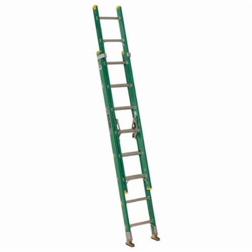 Louisville® FE0616 FE0600 Commercial Medium Duty Multi-Section Extension Ladder, 16 ft OAL, ANSI Code: Type II, 225 lb Load, Fiberglass, 12 in Adjustable Increments
